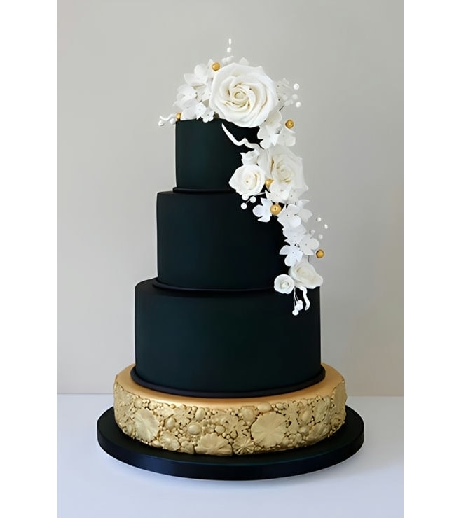 Luscious Black and Gold Stack Wedding Cake, Wedding Cakes