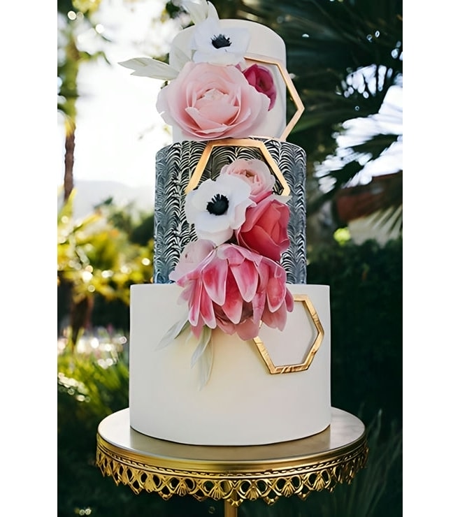 Abstract Rose Stack Wedding Cake