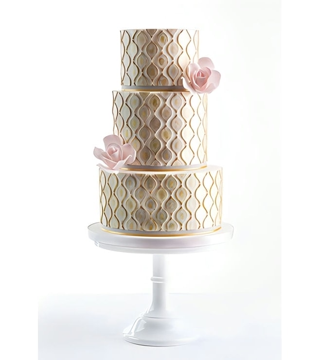 Elegant Gold Panel Wedding Cake
