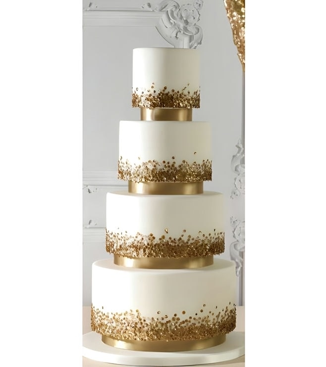 Gold Crystal Stack Wedding Cake