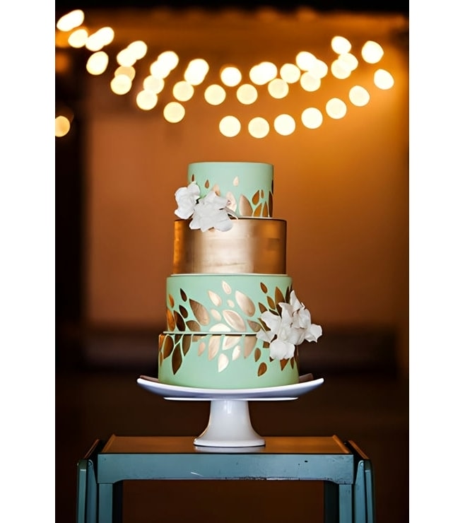Mint and Gold Tiered Wedding Cake