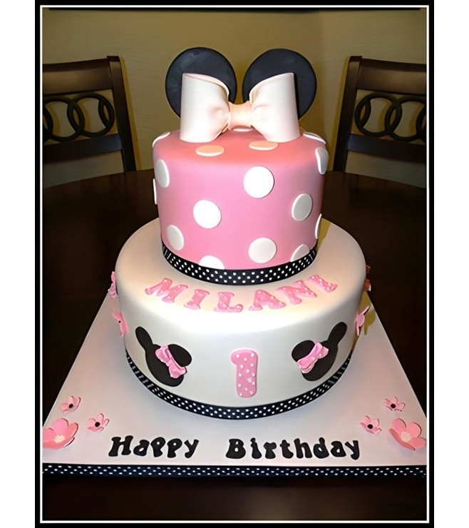 Pink Minimalist Minnie Mouse Cake