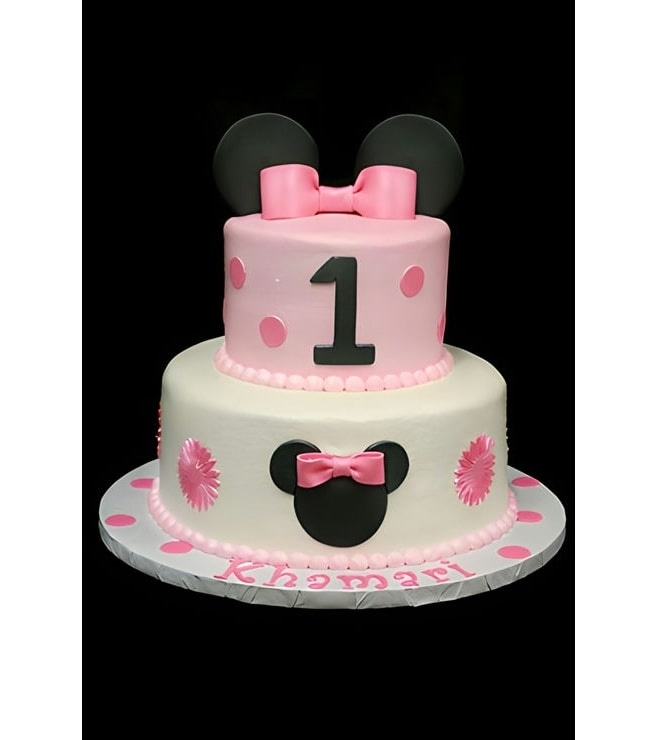 Pink Bow Stack Minnie Mouse Cake