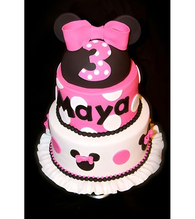 Pink and Black Stack Minnie Mouse Cake, Minnie Mouse Cakes