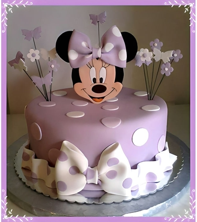 Lavender Polka Dots Minnie Mouse Cake
