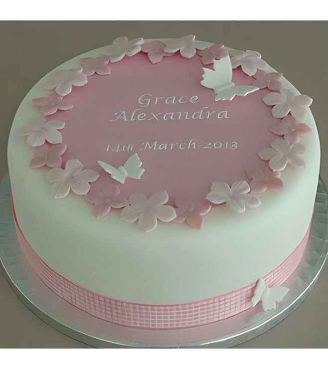 Soft Pink and White Butterfly Cake