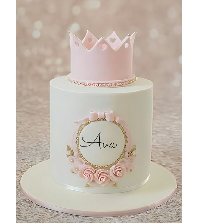 Pink Princess Christening Cake