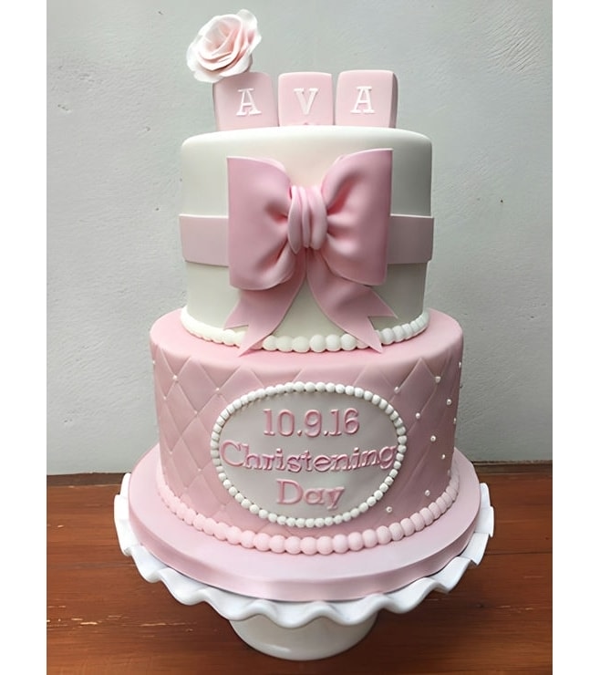 Pink Pin Cushion Christening Cake, Christening Cakes