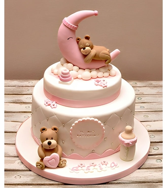 Sleepy Bear Christening Cake