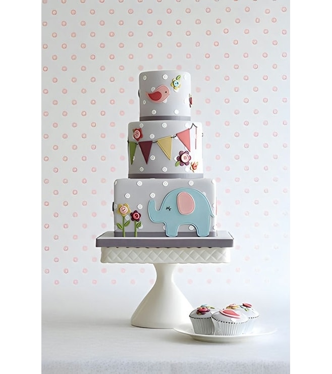 Polka Dot Tiered Christening Cake, Christening Cakes