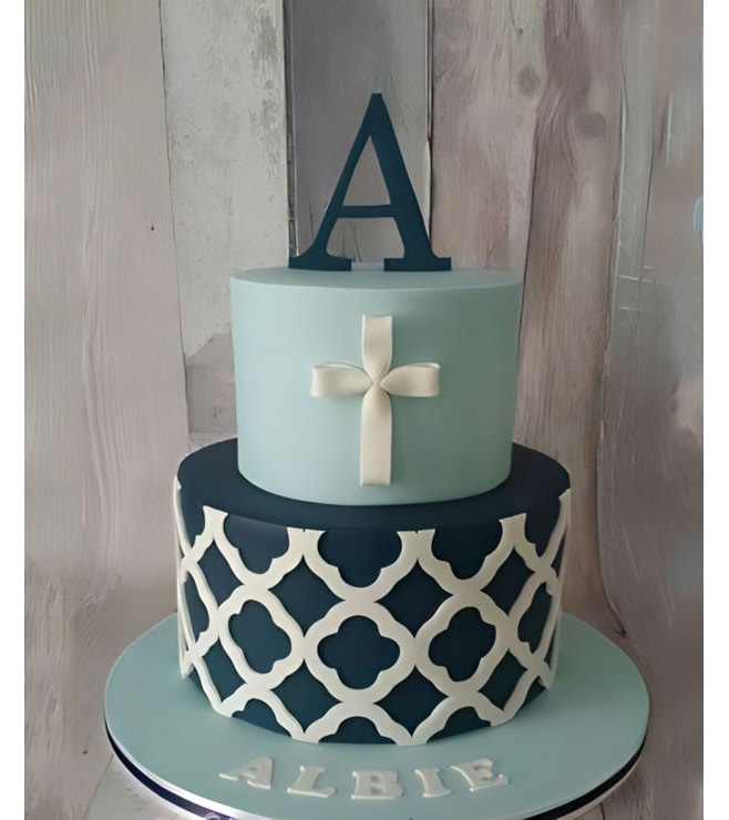 Modern Boys Christening Cake, Christening Cakes