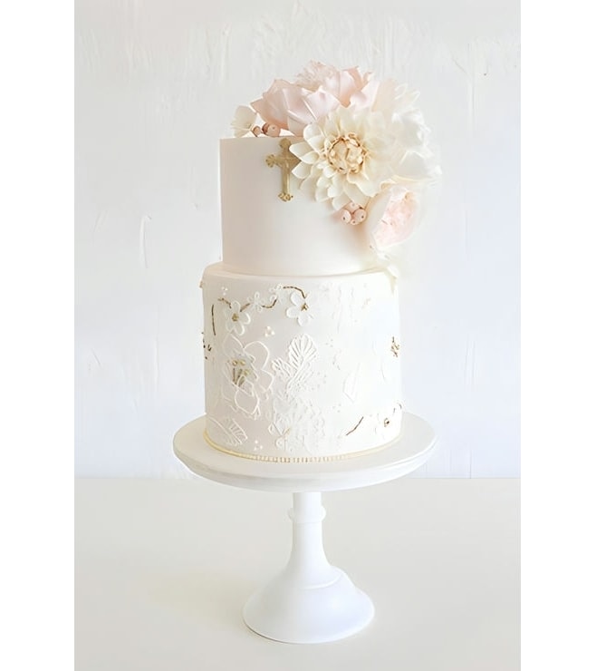 Elegant Floral Christening Cake, Christening Cakes