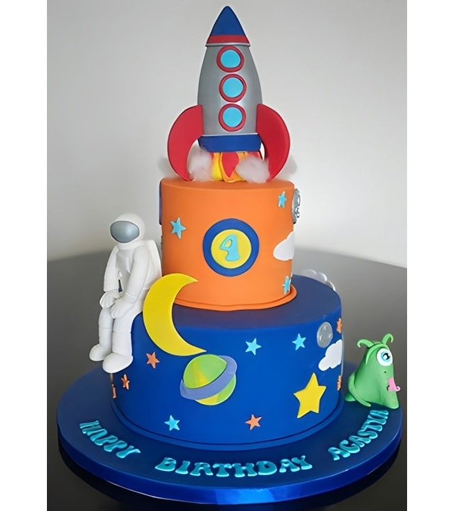 Rocketship Blast Off Birthday Cake