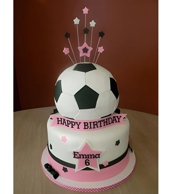 Soccer Pink Starburst Cake, Football Cakes