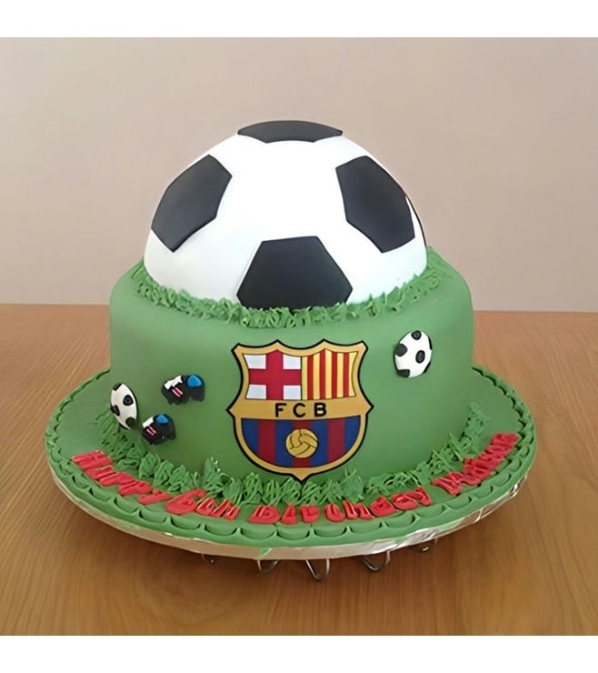 FC Barcelona Emblem and Ball Cake