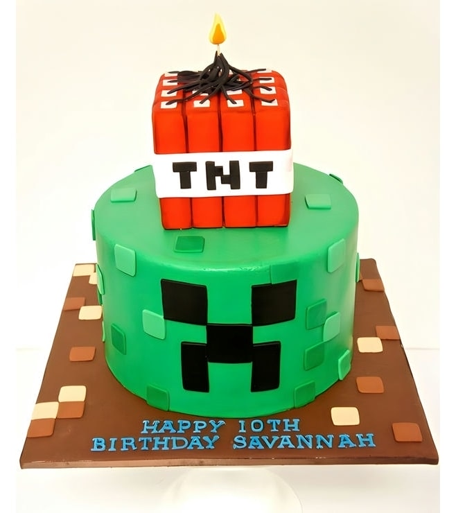 Minecraft Creeper TNT Birthday Cake, Minecraft Cakes