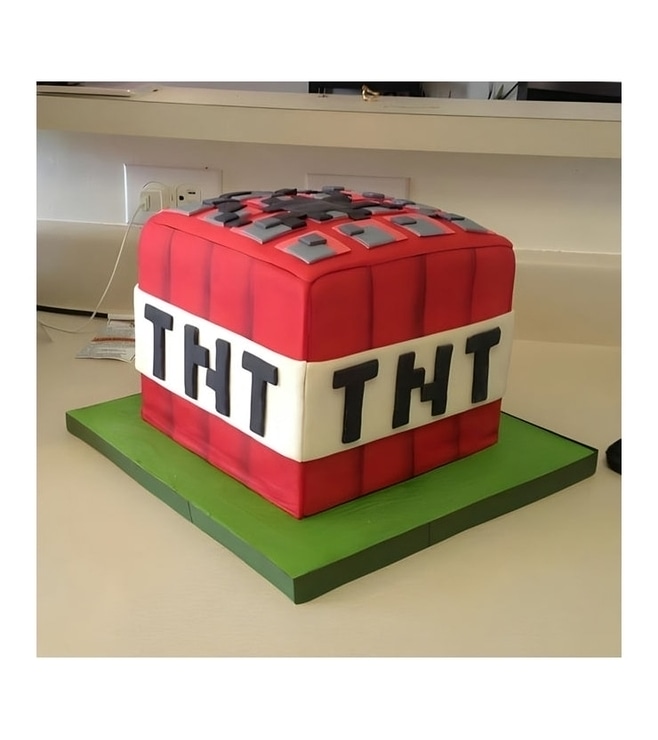 Minecraft TNT Box Birthday Cake, Minecraft Cakes