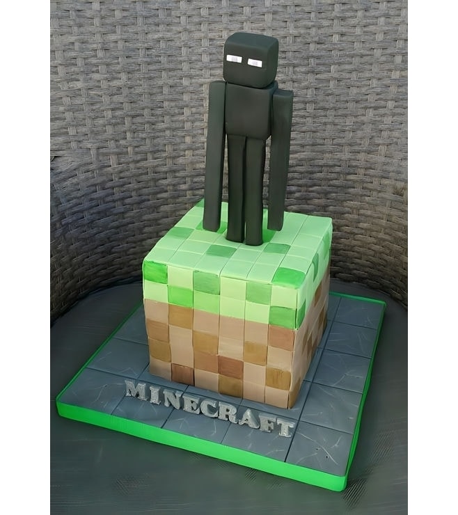 Minecraft Enderman Stare Birthday Cake, Minecraft Cakes