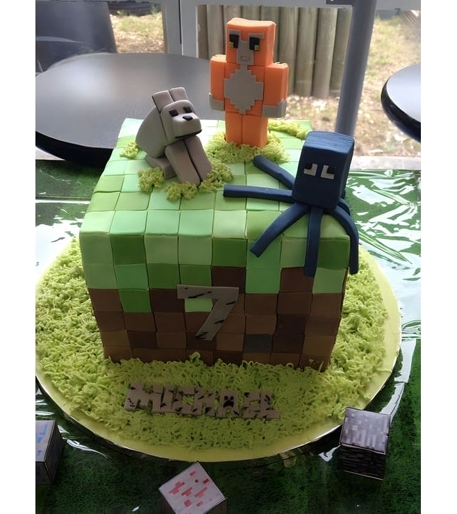 Minecraft Animal Friends Block Cake, Minecraft Cakes