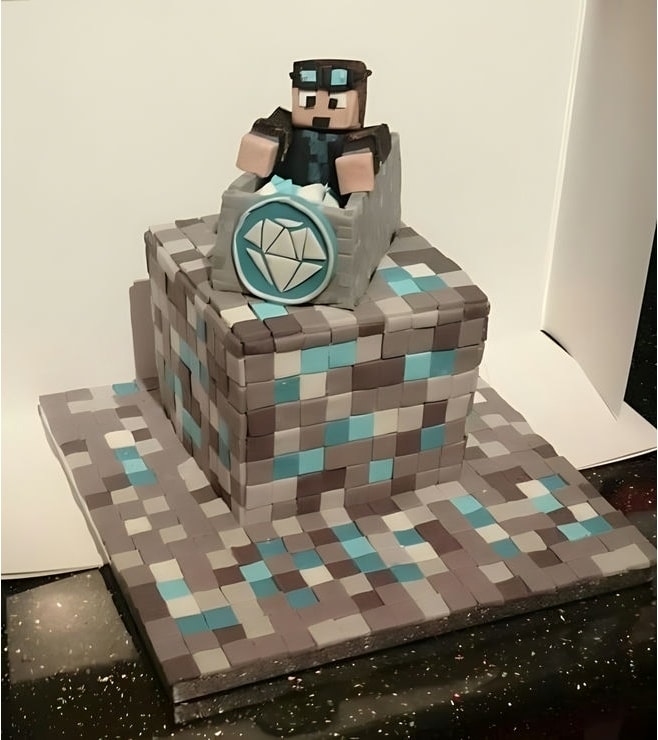 The Diamond Minecart Minecraft Cake