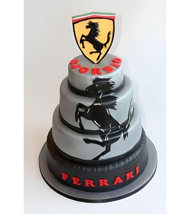 Multi Tiered Ferrari Logo Cake, Ferrari Cakes