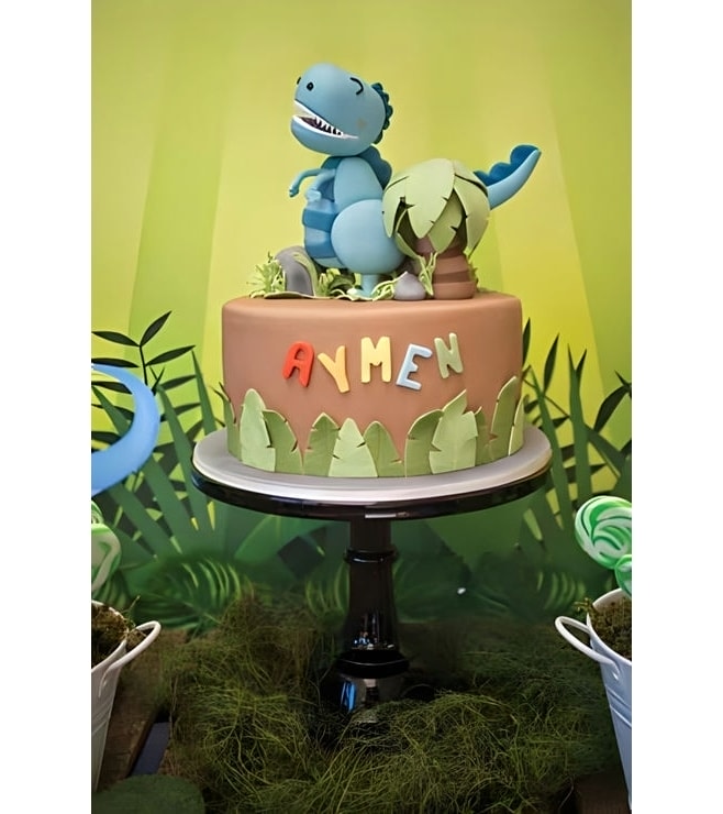 Blue T-Rex Figurine Cake, Dinosaur Cakes