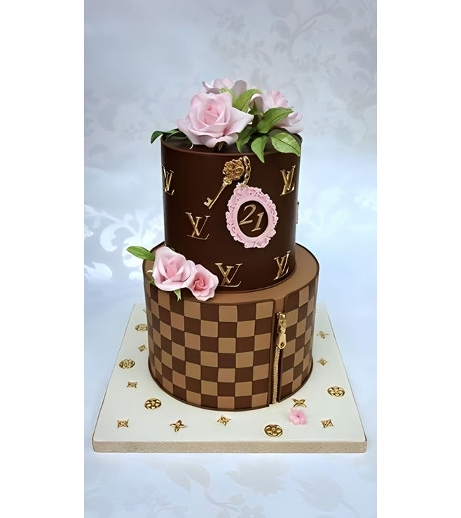 Louis Vuitton Style Giftbox Cake 2, Designer Cakes