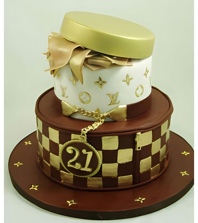 Louis Vuitton Style Giftbox Cake 1, Designer Cakes