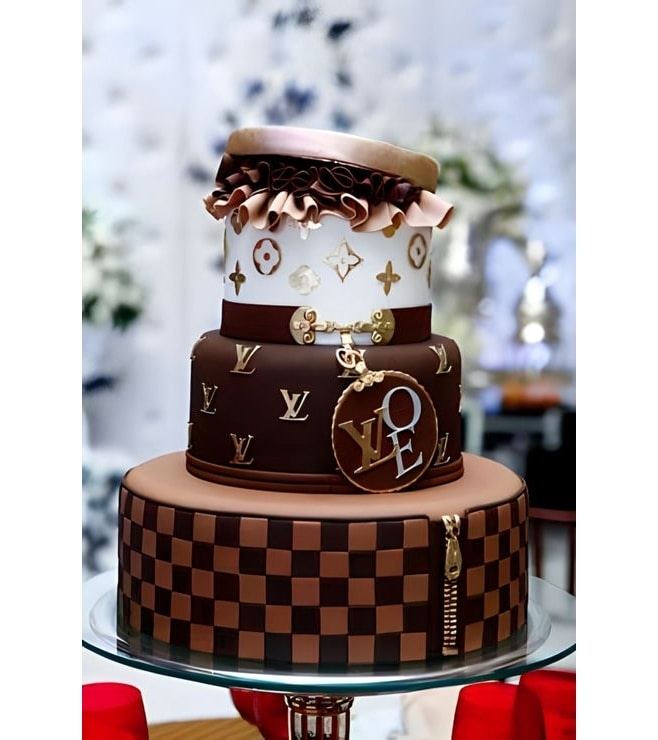 Louis Vuitton Stacked Giftbox Cake, Designer Cakes
