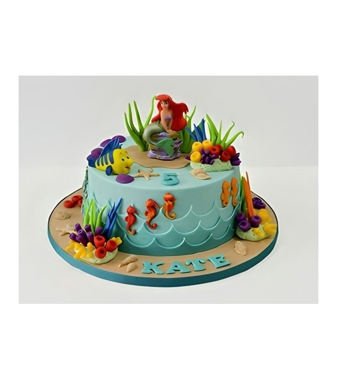 Ariel & Flounder On The Reef Cake, Ariel Little Mermaid