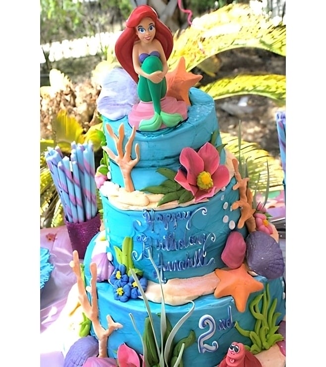 Little Mermaid Sea Flora Tiered Cake, Ariel Little Mermaid