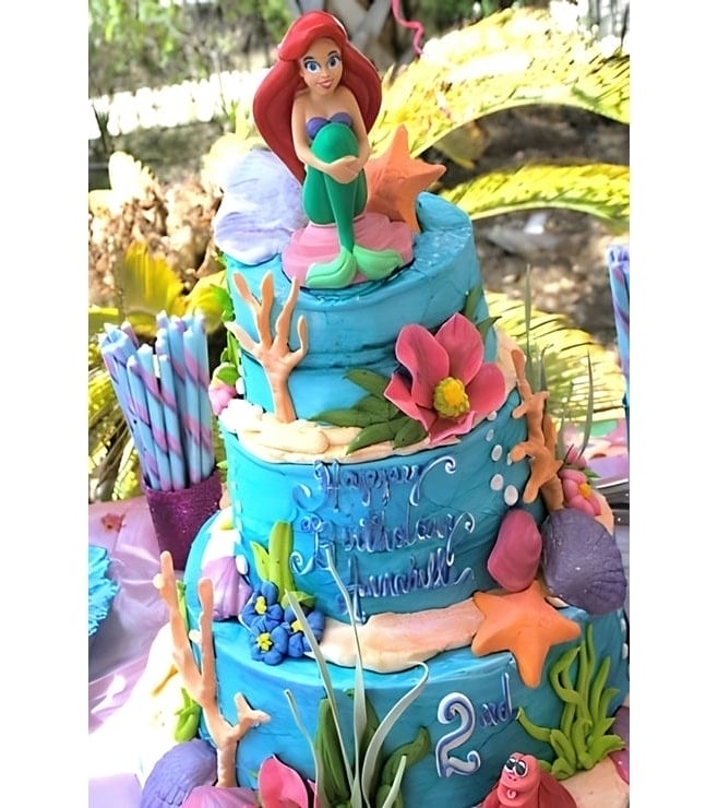 Little Mermaid Sea Flora Tiered Cake