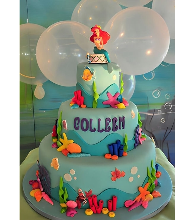 Ariel On Top Tiered Cake 2, Ariel Little Mermaid