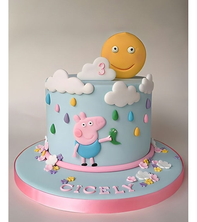 George  Pig in the Rain Theme Cake