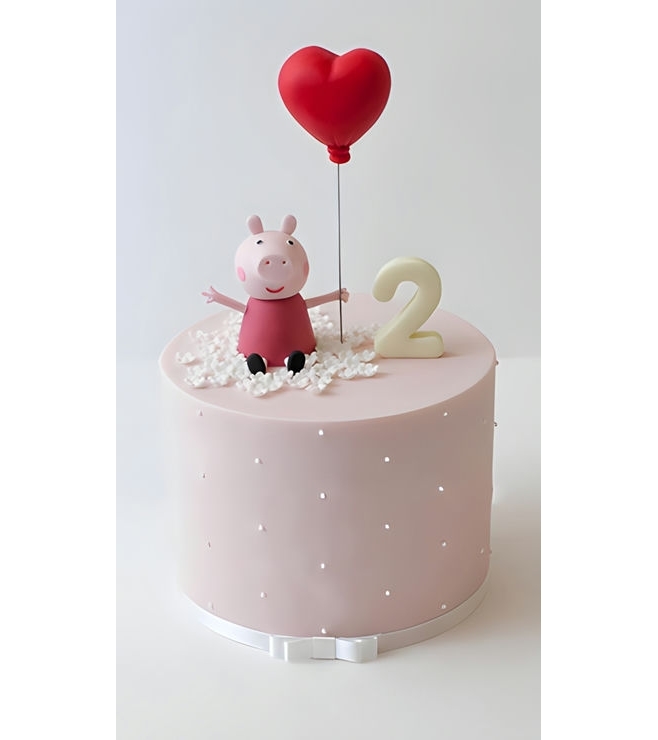 Peppa Pig with a heart  Balloon Birthday Cake, Peppa Pig Cakes