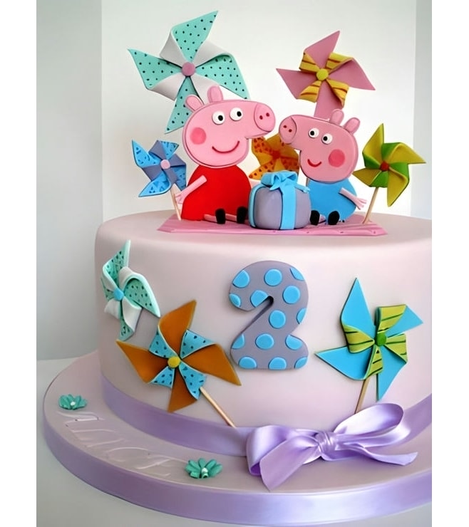 Peppa Pig & Pinwheels Theme Cake, Peppa Pig Cakes