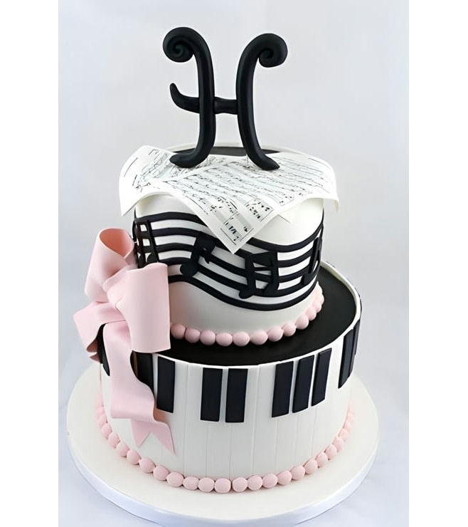 Musical Notes & Piano Keys Cake, Instrument Cakes