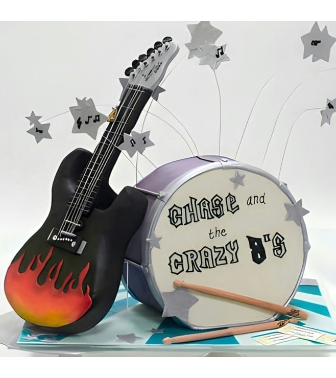 Rockstar Themed Cake, Instrument Cakes
