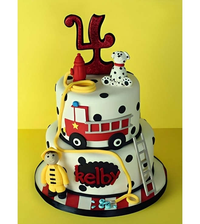 My Little Fireman Tiered Cake 1, FireEngine Truck Cakes