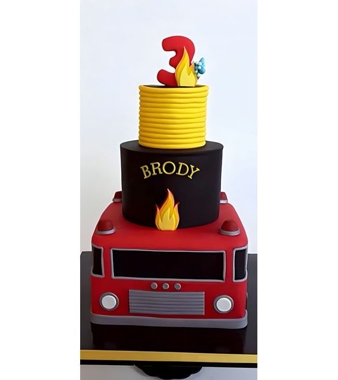 Ready To Fight Fire Cake, FireEngine Truck Cakes