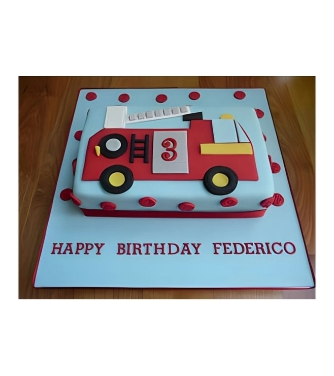2D Fire Engine Sheet Cake, FireEngine Truck Cakes