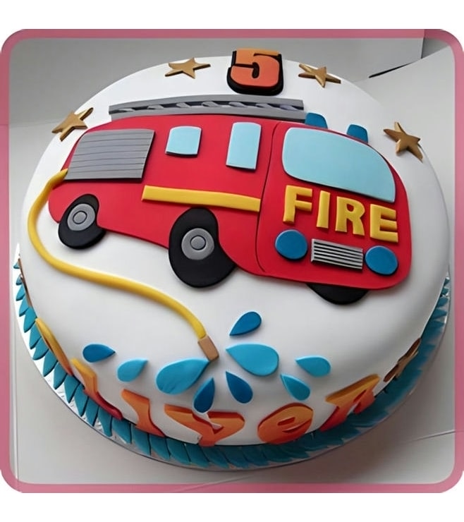 2D Fire Engine Star Cake