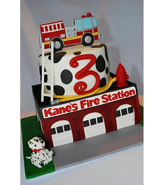 At the Fire Station Birthday Cake, FireEngine Truck Cakes