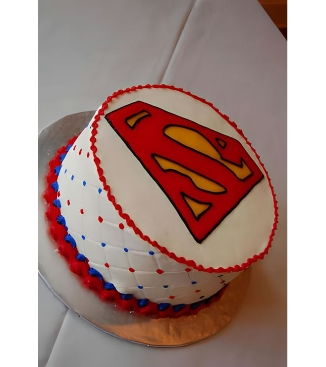 White Superman Emblem Cake, Superman Cakes