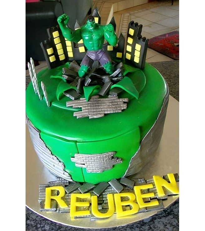 Urban Destruction Hulk Cake, Superhero Cakes