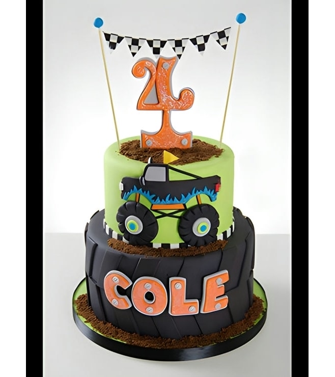 Finish Line Monster Truck Cake, Truck  Cakes