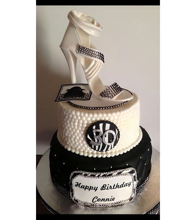 White Stiletto Tiered Cake