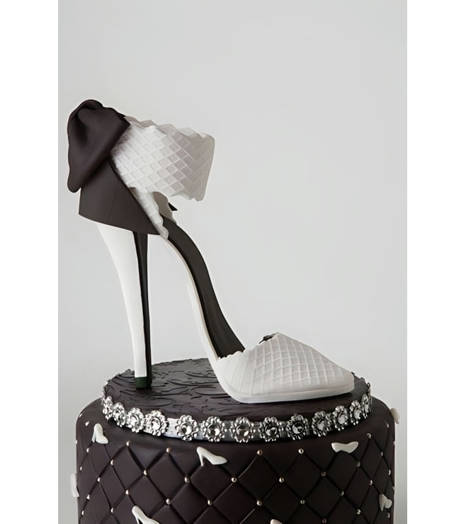 White & Black Stiletto Cake