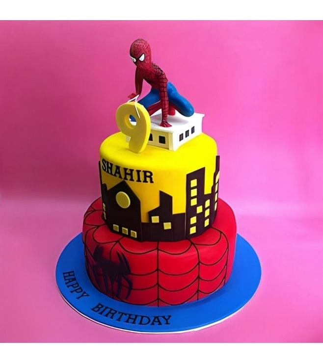 Rooftop Spidey Tiered Cake, Spiderman Cakes