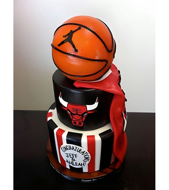 Chicago Bulls Basketball Tiered Cake, Basketball Cakes